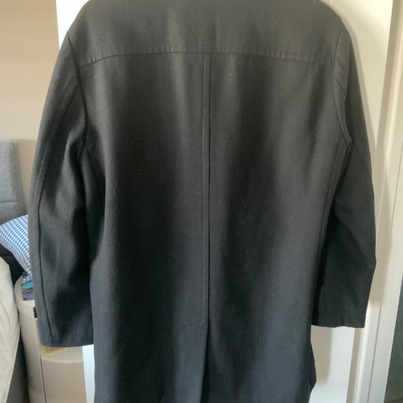 CALVIN KLEIN Men's Wool Blend Black Button Lined Pea Coat Winter Size S - Picture 4 of 5